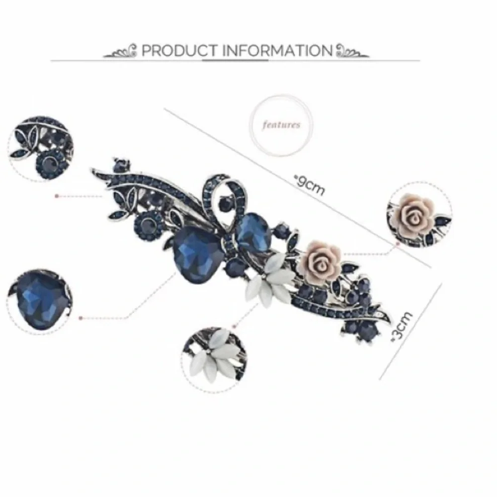 Single Retro Hair Accessories Barrettes For Women Crystal Flower
